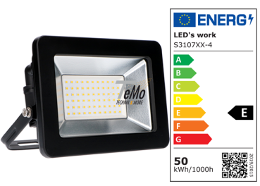 SHADA LED-Strahler Flutlichtstrahler 50W 5500lm 4000K IP65 - Sanan LED - Schwarz, EEC: E (310706)